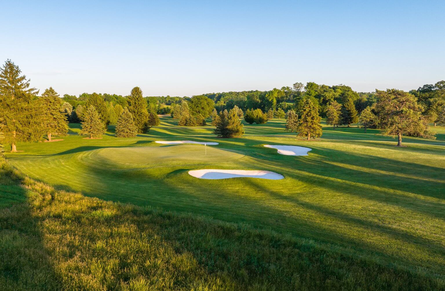 Wide greens beneath blue skies